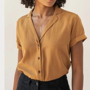 Bridge And Burn Innes  Relax Button-Up Shirt Short Cuffed Sleeve Size L.